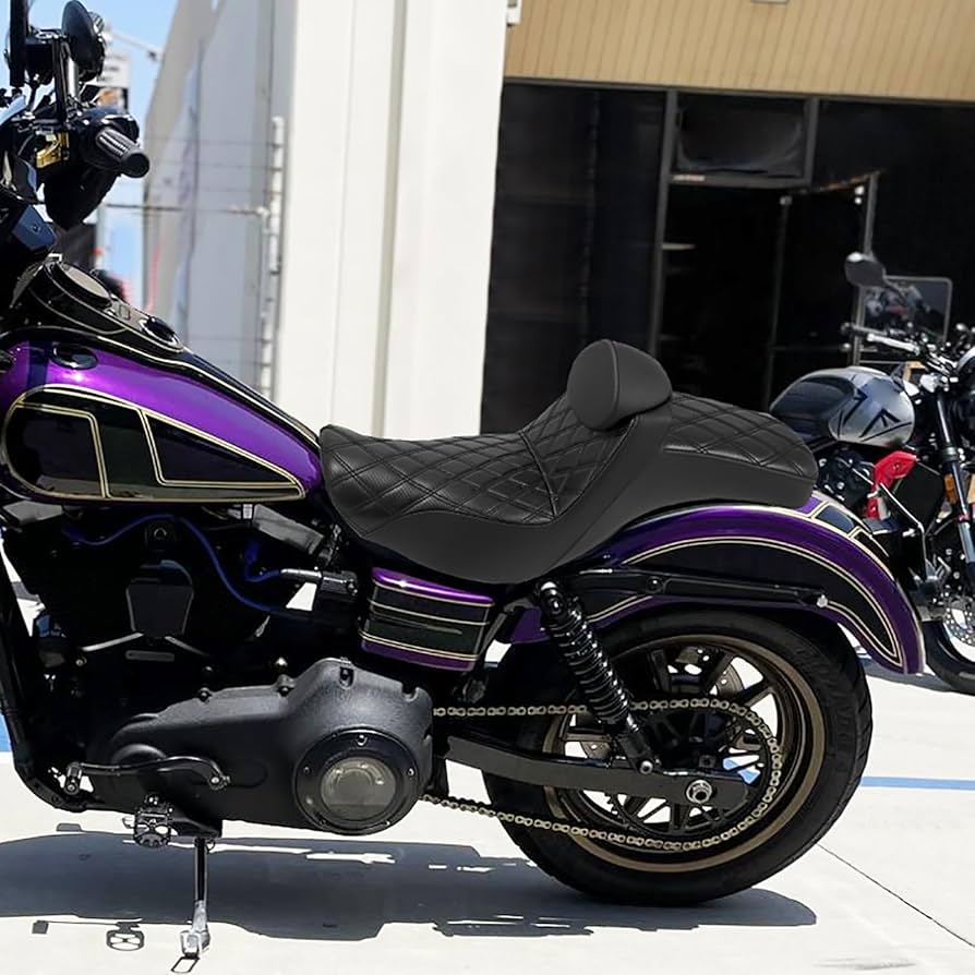 ハーレー用　タンデムシート　黒いバイクシート スリムデザイン　FXDL Amazon | HDBUBALUS バイク シート ダブルシート バックレスト